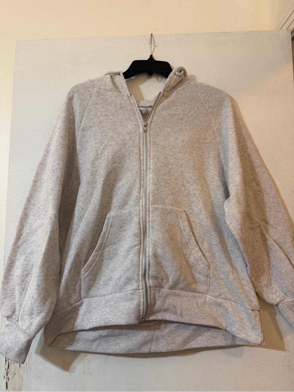 Light Gray Zip-Up Hoodie Jacket - Women